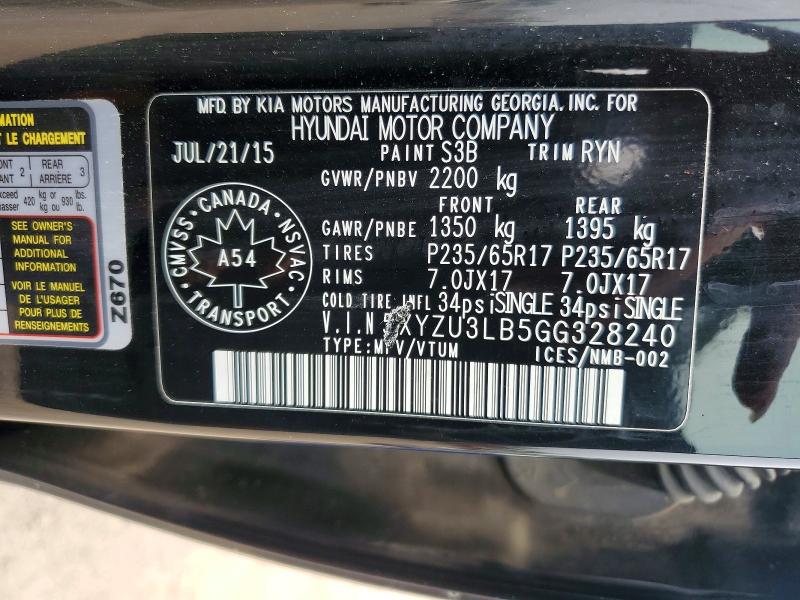 2016 Hyundai Santa Fe Sport მანქანა იყიდება აუქციონზე, vin: 5XYZU3LB5GG328240, აუქციონის ნომერი: 60257986