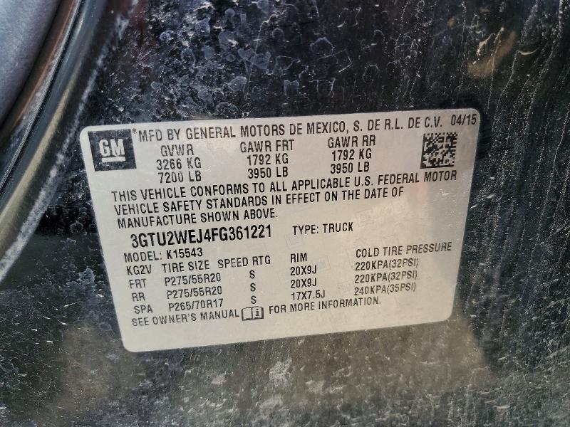 Продажа на аукционе авто 2015 Gmc Sierra, vin: 3GTU2WEJ4FG361221, номер лота: 85607515