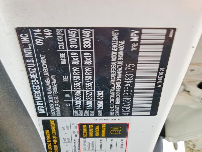 Продаж на аукціоні авто 2015 Mercedes-benz Ml, vin: 4JGDA5HB3FA483175, номер лоту: 61174846