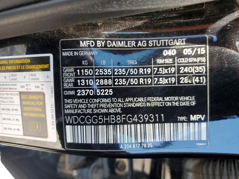 Продаж на аукціоні авто 2015 Mercedes-benz Glk, vin: WDCGG5HB8FG439311, номер лоту: 62158156