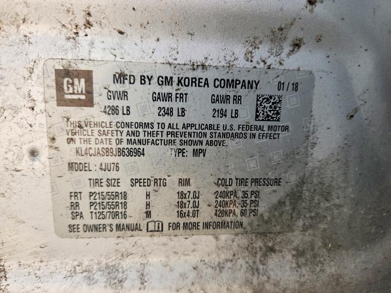 Продажа на аукционе авто 2018 Buick Encore, vin: KL4CJASB9JB636964, номер лота: 63183466