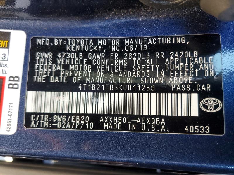 Aukcja sprzedaży 2019 Toyota Avalon Hybrid, vin: 4T1B21FB5KU011259, numer aukcji: 63354036