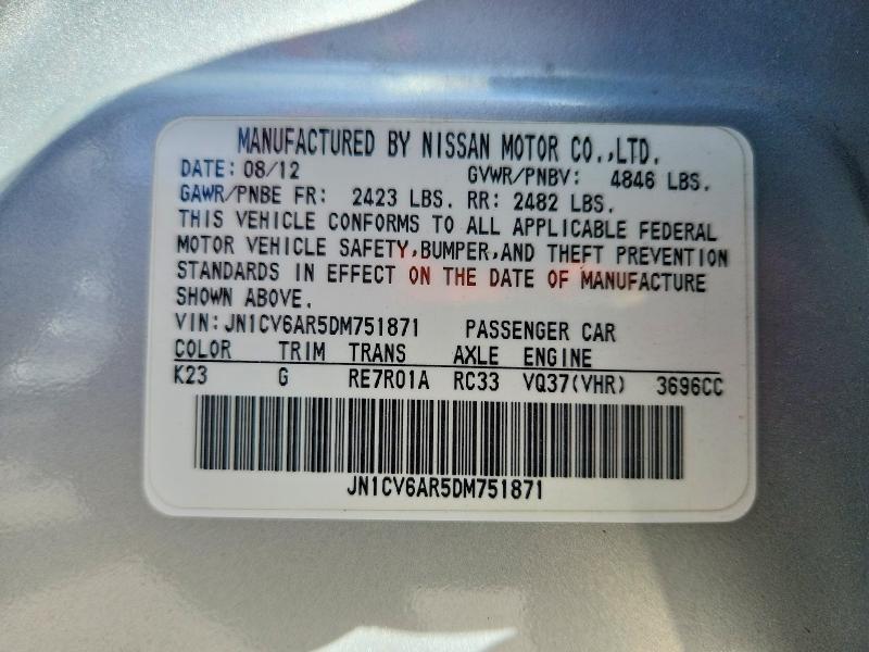 Продажа на аукционе авто 2013 Infiniti G37 Sedan, vin: JN1CV6AR5DM751871, номер лота: 63249726