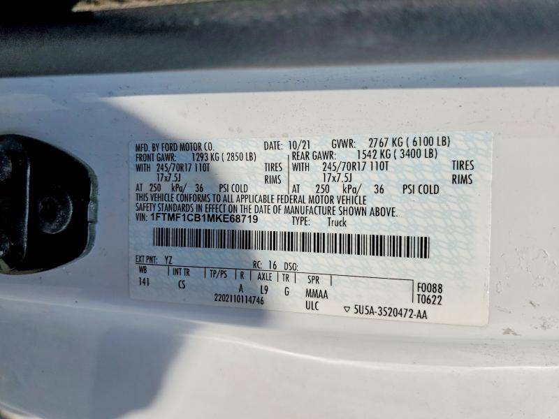 Продаж на аукціоні авто 2021 Ford F150, vin: 1FTMF1CB1MKE68719        , номер лоту: 69094796