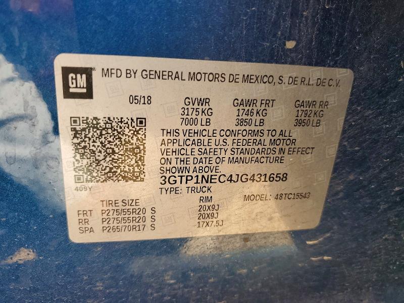 Продаж на аукціоні авто 2018 Gmc Sierra, vin: 3GTP1NEC4JG431658, номер лоту: 62544556