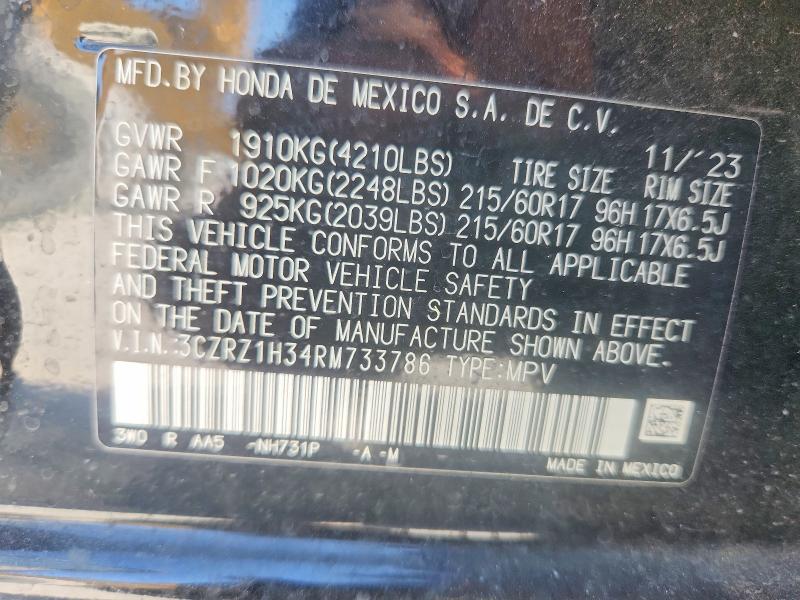 Aukcja sprzedaży 2024 Honda Hr-v, vin: 3CZRZ1H34RM733786, numer aukcji: 60435536