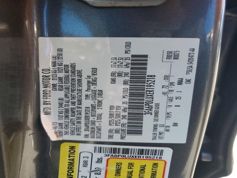 59805376 :رقم المزاد ، 3FA6P0LUXER195218 vin ، 2014 Ford Fusion مزاد بيع