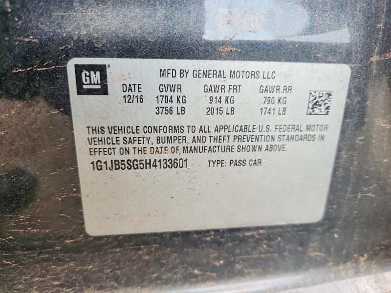 Продаж на аукціоні авто 2017 Chevrolet Sonic, vin: 1G1JB5SG5H4133601, номер лоту: 62116336