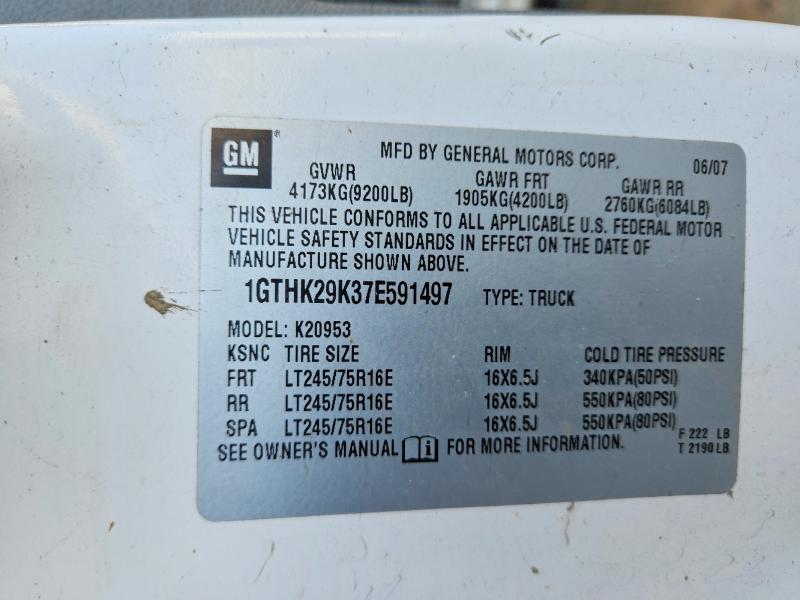Aukcja sprzedaży 2007 Gmc Sierra, vin: 1GTHK29K37E591497, numer aukcji: 62642096