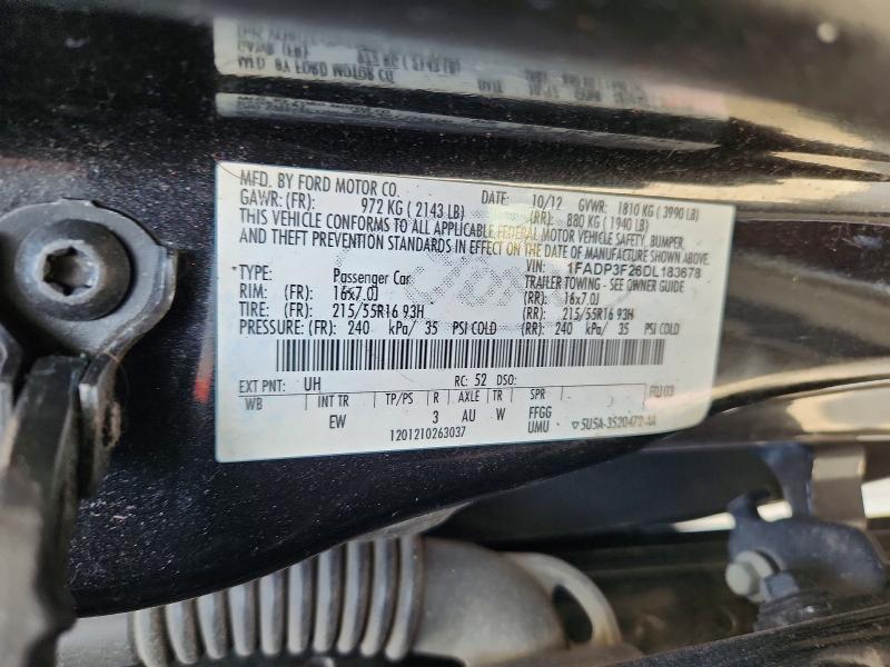 62266876 :رقم المزاد ، 1FADP3F26DL183678 vin ، 2013 Ford Focus مزاد بيع