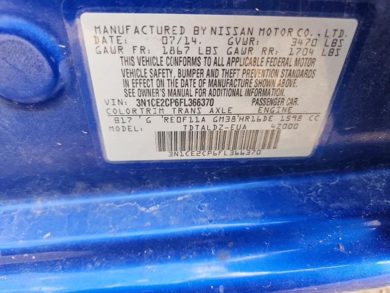 61784956 :رقم المزاد ، 3N1CE2CP6FL366370 vin ، 2015 Nissan Versa Note مزاد بيع