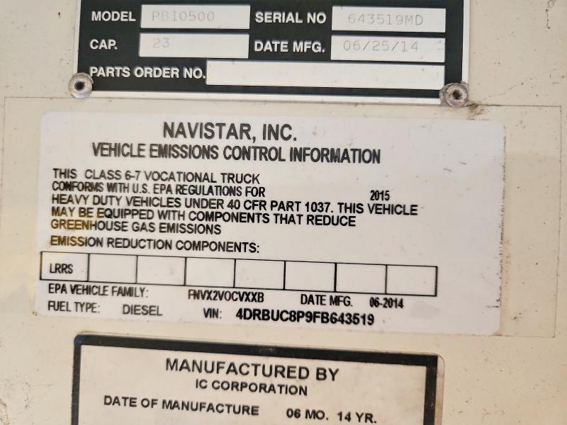Продажа на аукционе авто 2015 Ic Corporation 3000, vin: 4DRBUC8P9FB643519, номер лота: 58139116