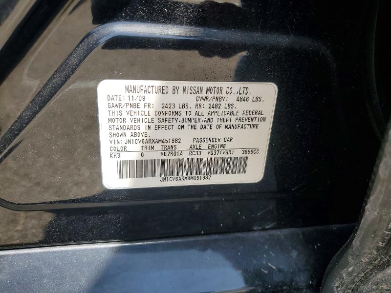 59366566 :رقم المزاد ، JN1CV6ARXAM451982 vin ، 2010 Infiniti G37 Sedan مزاد بيع