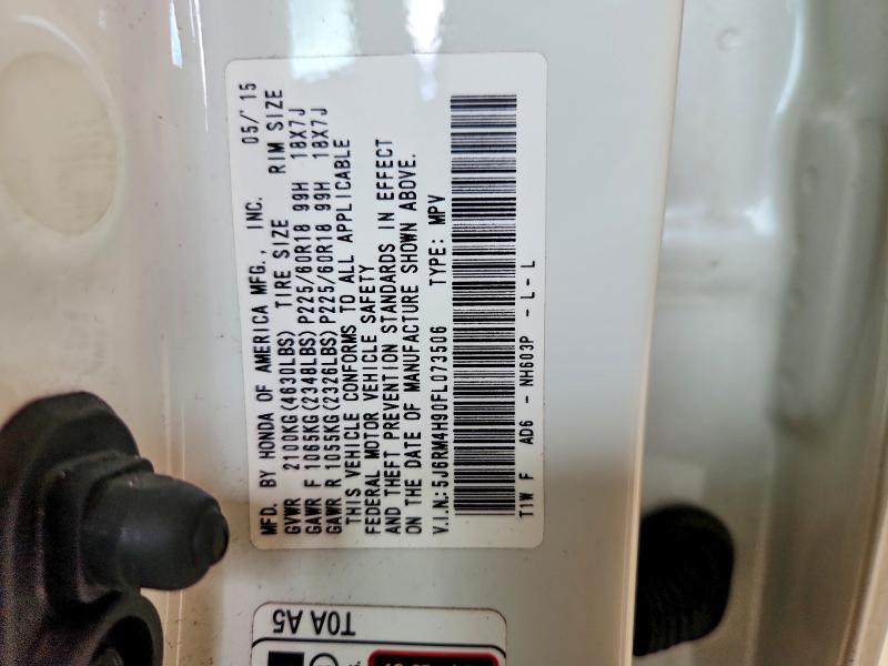 Продаж на аукціоні авто 2015 Honda Cr-v, vin: 5J6RM4H90FL073506, номер лоту: 60402366