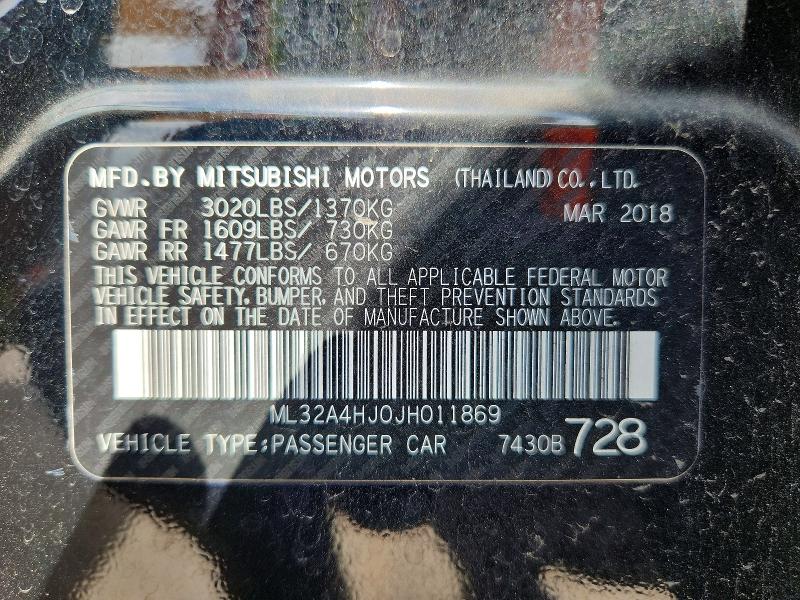 60821776 :رقم المزاد ، ML32A4HJ0JH011869 vin ، 2018 Mitsubishi Mirage مزاد بيع