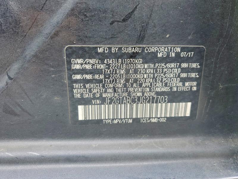 Продажа на аукционе авто 2018 Subaru Crosstrek, vin: JF2GTABC3JG217703, номер лота: 59284926