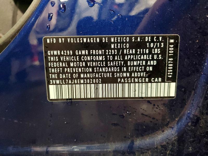60011316 :رقم المزاد ، 3VWLL7AJ6EM382802 vin ، 2014 Volkswagen Jetta مزاد بيع