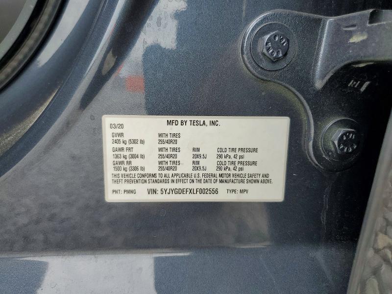 59914296 :رقم المزاد ، 5YJYGDEFXLF002556 vin ، 2020 Tesla Model Y مزاد بيع