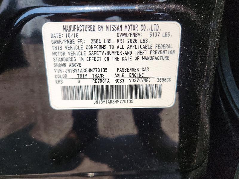 Продажа на аукционе авто 2017 Infiniti Q70, vin: JN1BY1AR8HM770135, номер лота: 61138496