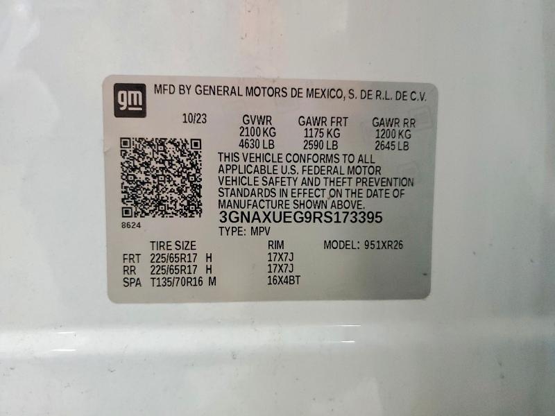 Продажа на аукционе авто 2024 Chevrolet Equinox, vin: 3GNAXUEG9RS173395, номер лота: 61105106