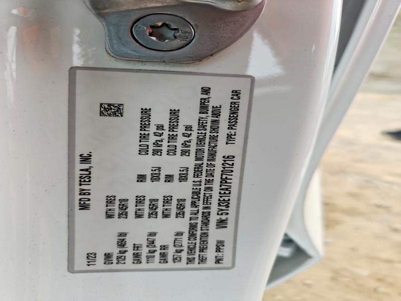 Aukcja sprzedaży 2023 Tesla Model 3, vin: 5YJ3E1EA7PF701216, numer aukcji: 62451866