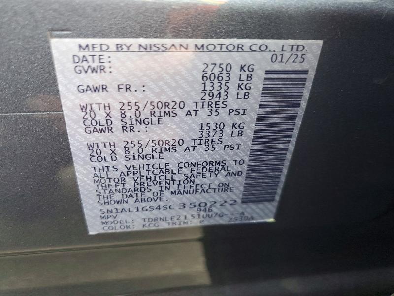 60496816 :رقم المزاد ، 5N1AL1GS4SC350222 vin ، 2025 Infiniti Qx60 مزاد بيع