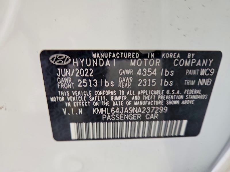 Продаж на аукціоні авто 2022 Hyundai Sonata, vin: KMHL64JA9NA237299, номер лоту: 60022216