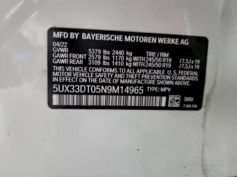 Продаж на аукціоні авто 2022 Bmw X4, vin: 5UX33DT05N9M14965, номер лоту: 61710056
