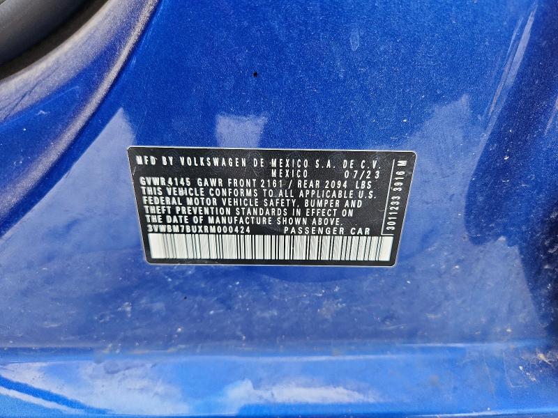 2024 Volkswagen Jetta მანქანა იყიდება აუქციონზე, vin: 3VWBM7BUXRM000424, აუქციონის ნომერი: 59878706
