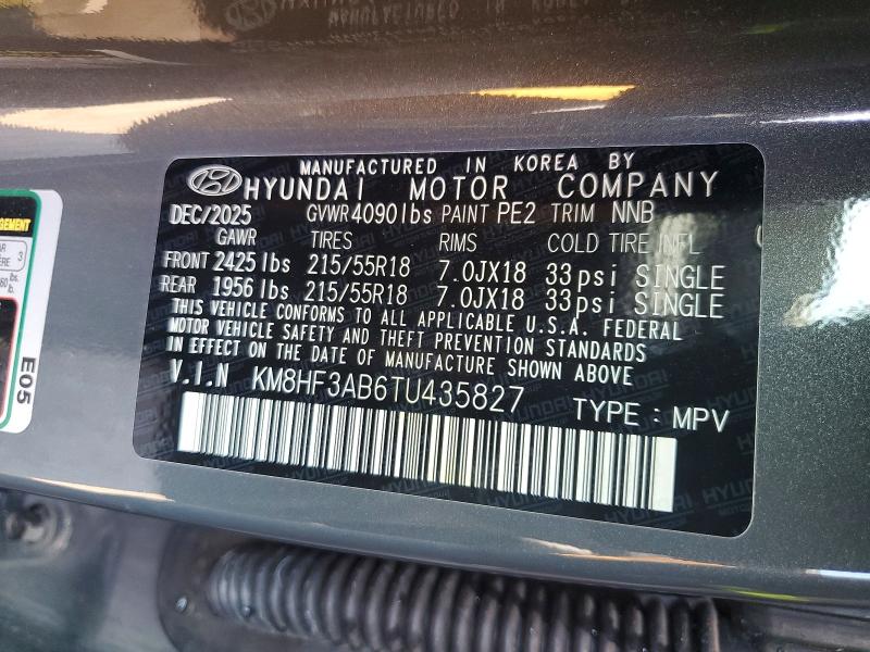 Aukcja sprzedaży 2026 Hyundai Kona, vin: KM8HF3AB6TU435827, numer aukcji: 61608466