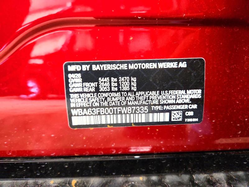 Aukcja sprzedaży 2026 Bmw M440xi, vin: WBA63FB00TFW87335, numer aukcji: 59707366
