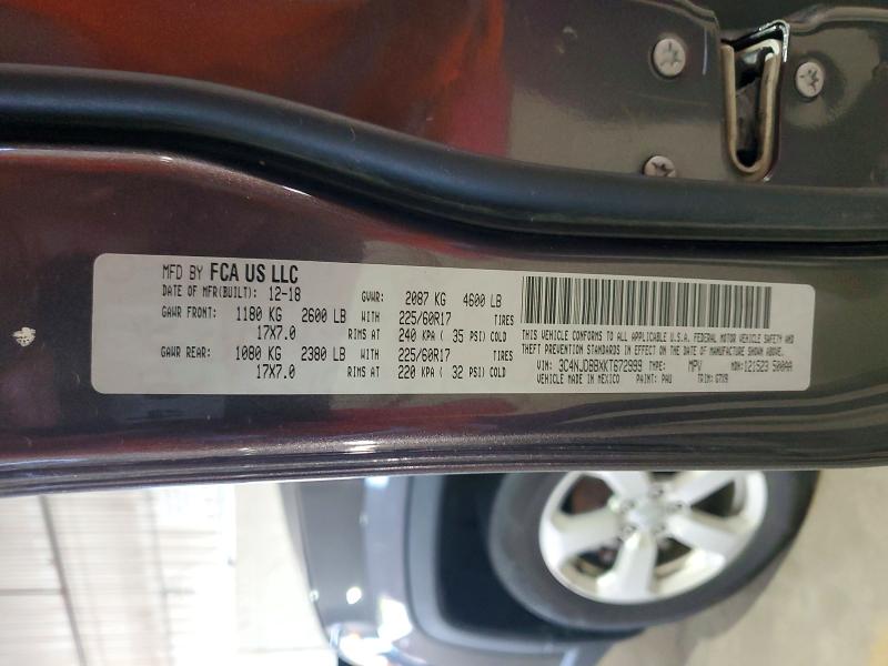 2019 Jeep Compass მანქანა იყიდება აუქციონზე, vin: 3C4NJDBBXKT672999, აუქციონის ნომერი: 58414526