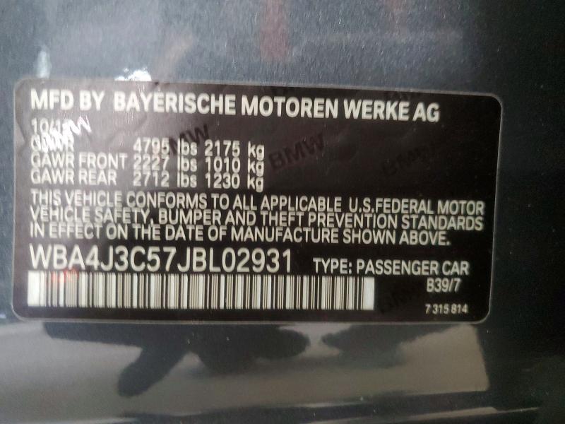 60912866 :رقم المزاد ، WBA4J3C57JBL02931 vin ، 2018 Bmw 430xi مزاد بيع
