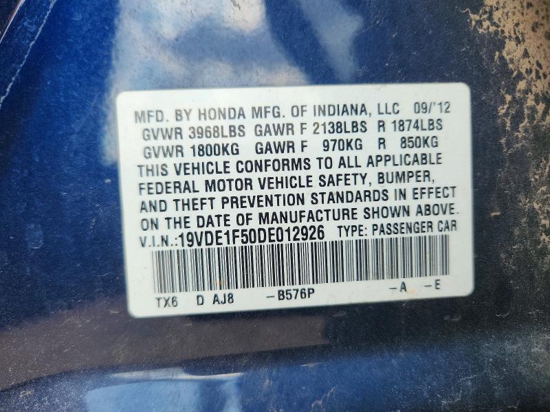 63450816 :رقم المزاد ، 19VDE1F50DE012926 vin ، 2013 Acura Ilx مزاد بيع
