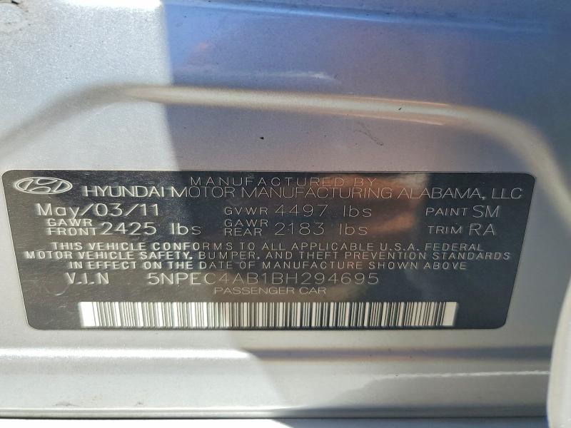62990636 :رقم المزاد ، 5NPEC4AB1BH294695 vin ، 2011 Hyundai Sonata مزاد بيع