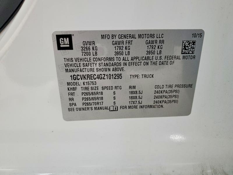 Продаж на аукціоні авто 2016 Chevrolet Silverado, vin: 1GCVKREC4GZ101295, номер лоту: 62353746