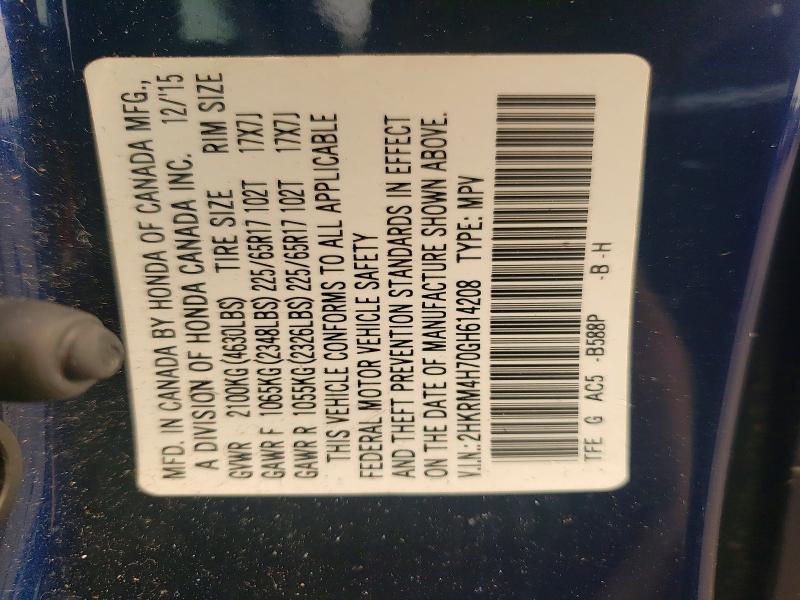 60990786 :رقم المزاد ، 2HKRM4H70GH614208 vin ، 2016 Honda Cr-v مزاد بيع