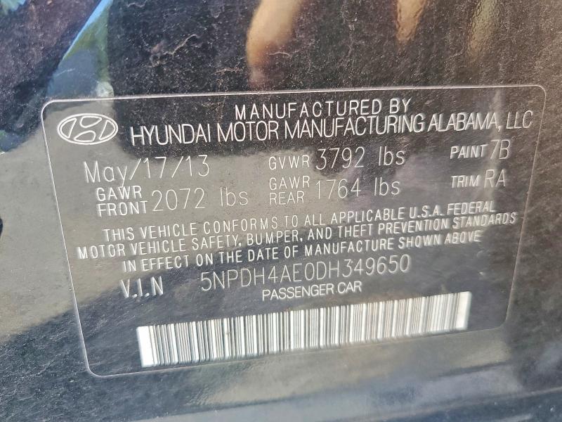 Продаж на аукціоні авто 2013 Hyundai Elantra, vin: 5NPDH4AE0DH349650, номер лоту: 60716366