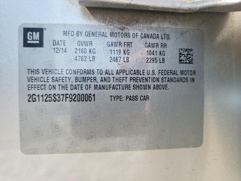 Продаж на аукціоні авто 2015 Chevrolet Impala, vin: 2G1125S37F9200061, номер лоту: 61982636