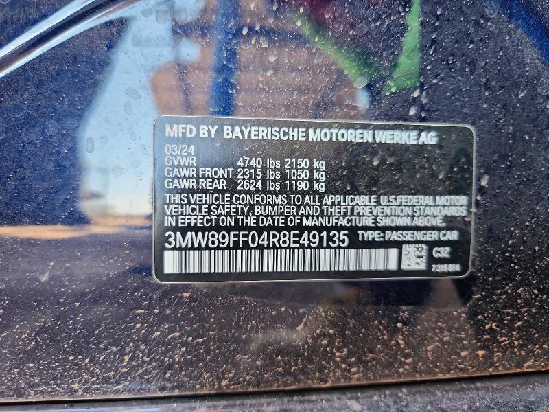 Aukcja sprzedaży 2024 Bmw 330xi, vin: 3MW89FF04R8E49135, numer aukcji: 85457285