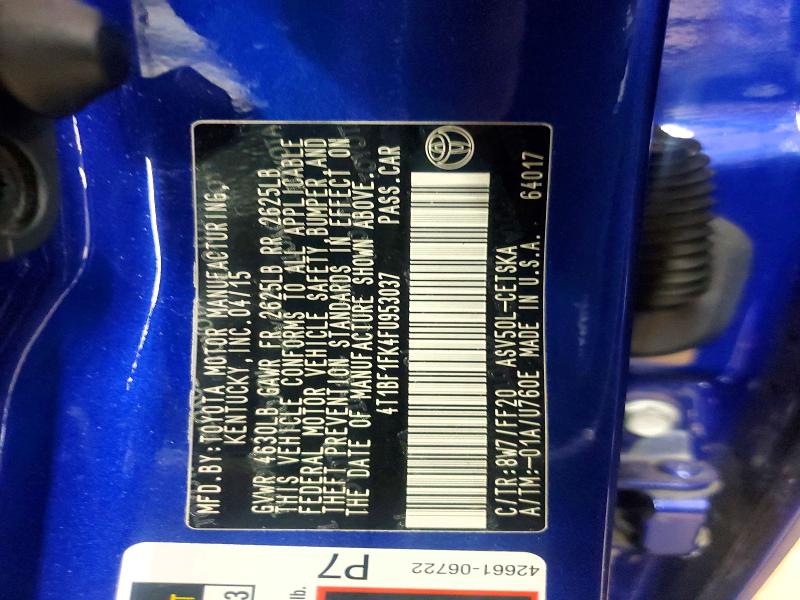 61676176 :رقم المزاد ، 4T1BF1FK4FU953037 vin ، 2015 Toyota Camry مزاد بيع