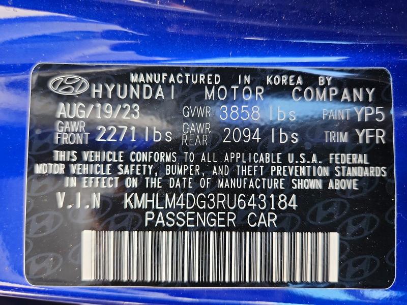Aukcja sprzedaży 2024 Hyundai Elantra, vin: KMHLM4DG3RU643184, numer aukcji: 60442096