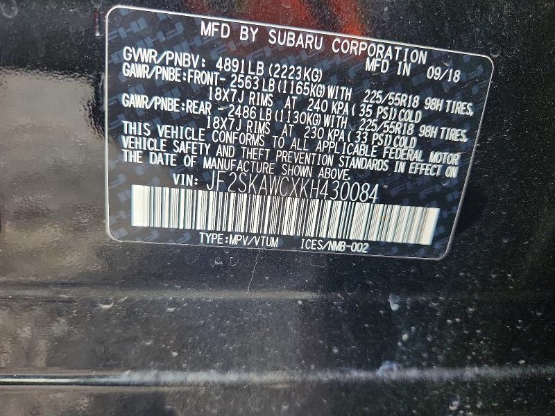 Aukcja sprzedaży 2019 Subaru Forester, vin: JF2SKAWCXKH430084, numer aukcji: 61471746