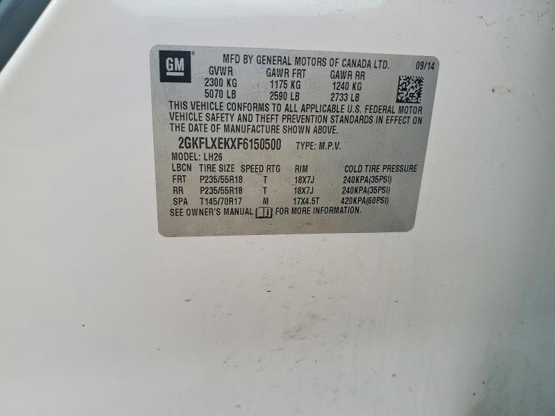 62686486 :رقم المزاد ، 2GKFLXEKXF6150500 vin ، 2015 Gmc Terrain مزاد بيع