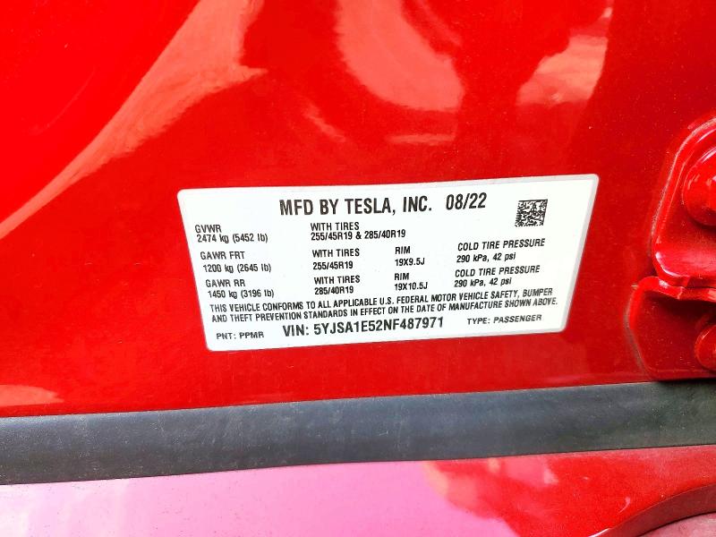 Aukcja sprzedaży 2022 Tesla Model S, vin: 5YJSA1E52NF487971, numer aukcji: 60719306