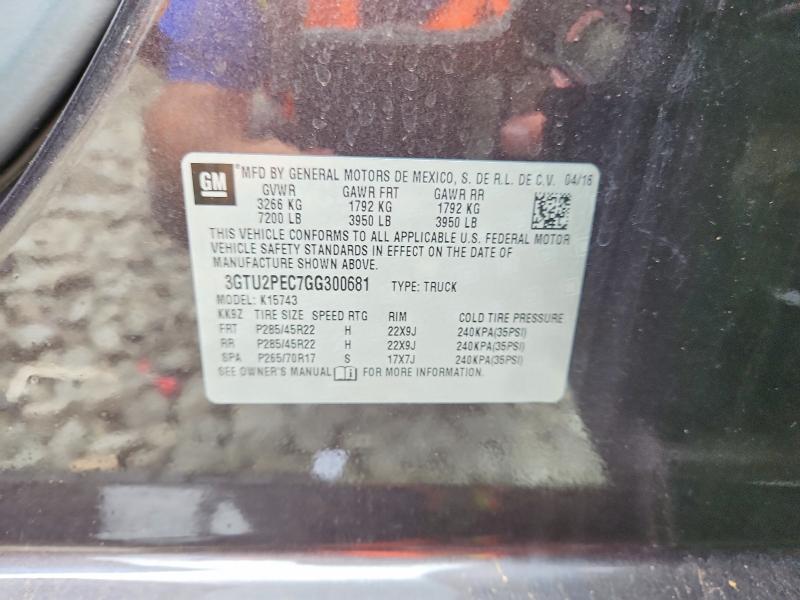 Aukcja sprzedaży 2016 Gmc Sierra, vin: 3GTU2PEC7GG300681, numer aukcji: 60690446