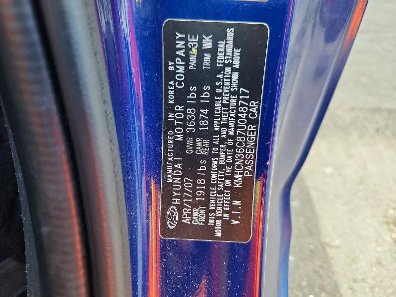 60099756 :رقم المزاد ، KMHCN36C87U048717 vin ، 2007 Hyundai Accent مزاد بيع