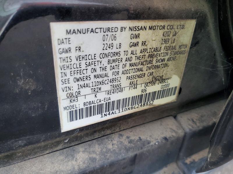62506596 :رقم المزاد ، 1N4AL11DX6C248952 vin ، 2006 Nissan Altima مزاد بيع