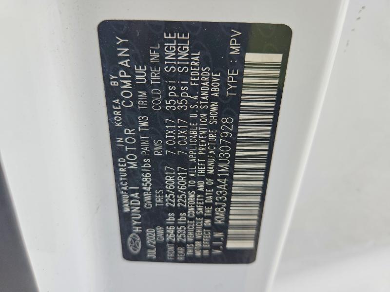 60128196 :رقم المزاد ، KM8J33A41MU307928 vin ، 2021 Hyundai Tucson مزاد بيع