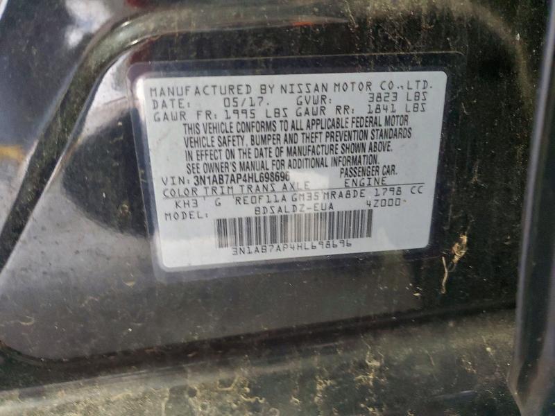 Продаж на аукціоні авто 2017 Nissan Sentra, vin: 3N1AB7AP4HL698696, номер лоту: 61715876